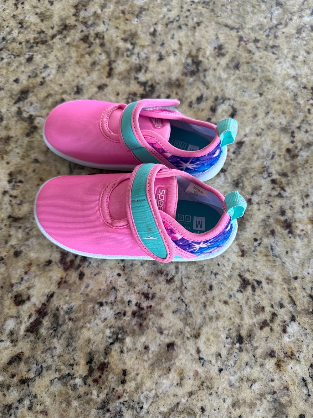 Speedo Pink and Teal Kids Water Shoes with Hook-and-Loop Strap - Picture 2 of 7